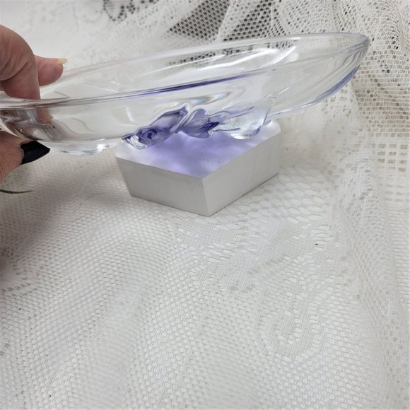 Glass Trinket Bowl w/ Blue Flower - Picture 8 of 9